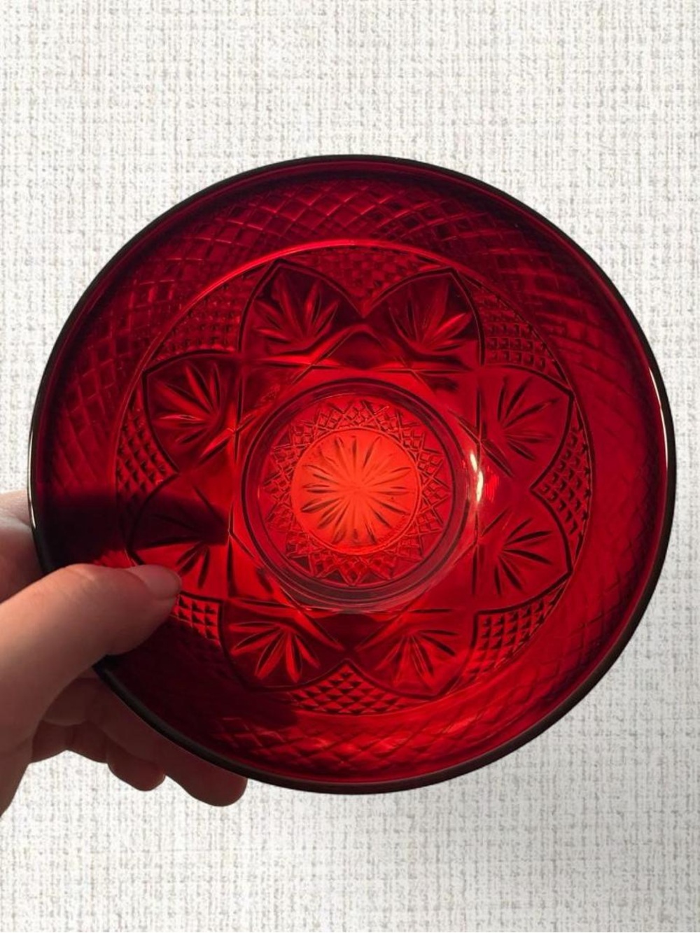 Cristal d’Arques-Durand “Antique Ruby” Pattern Red Glass Bowl (2 pieces)